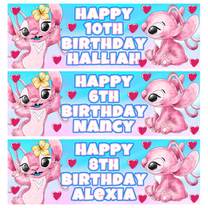 DISNEY ANGEL Personalised Birthday Banners - Disney Stitch Party Banners