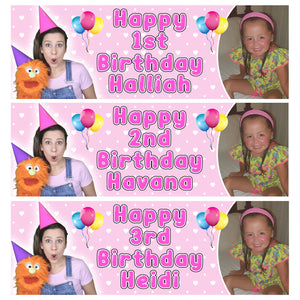 MS RACHEL Photo Personalised Birthday Banners - Miss Rachel - Pink