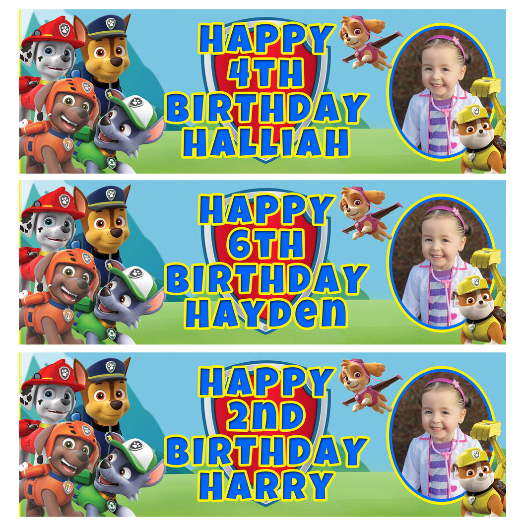 PAW PATROL Photo Personalised Birthday Banners