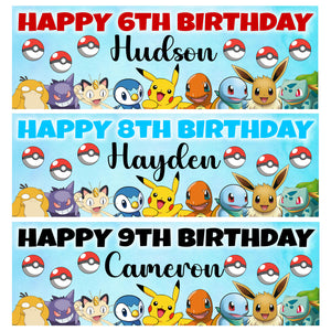 POKEMON Personalised Birthday Banners - Pokemon Party Banners