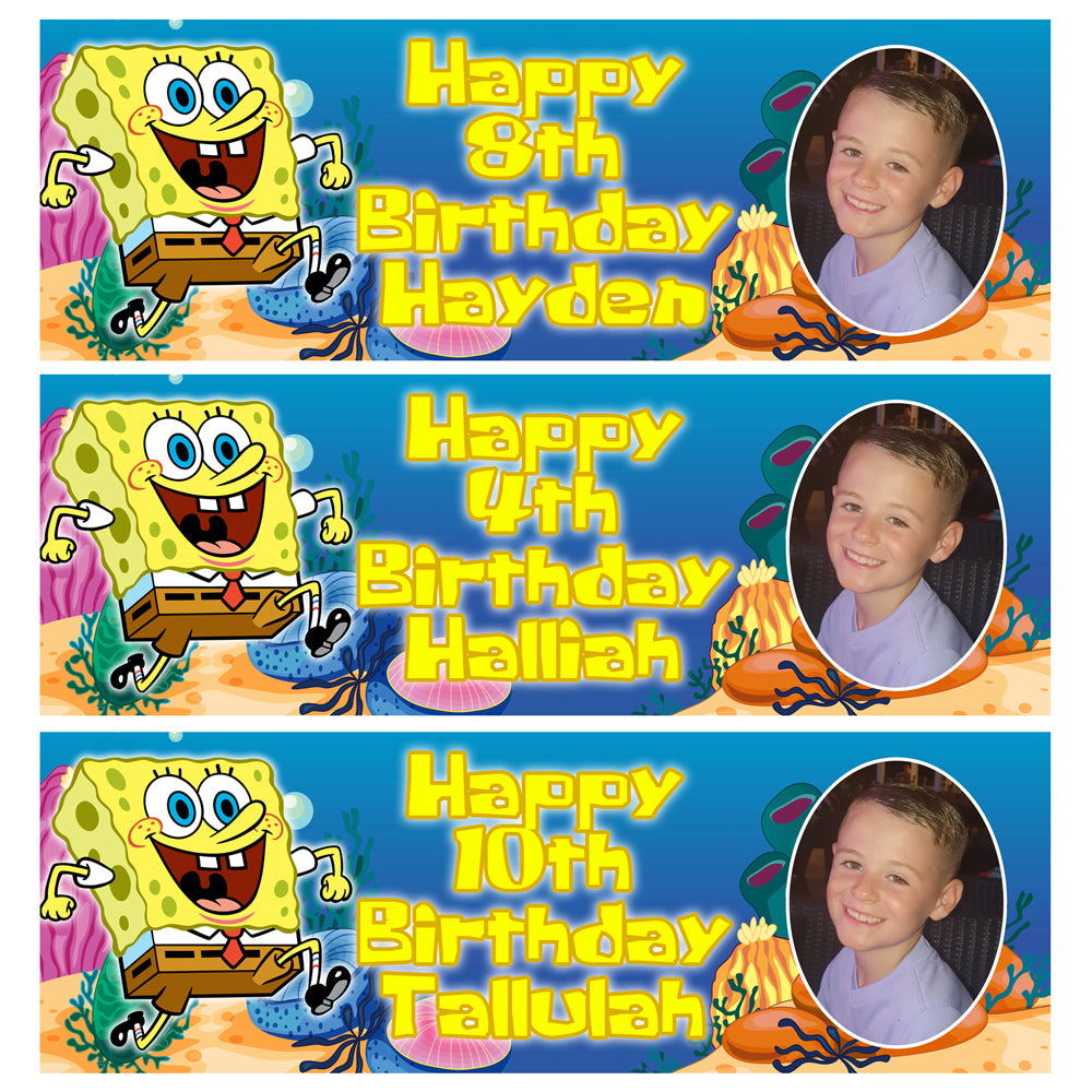 SPONGEBOB SQUAREPANTS Photo Personalised Birthday Banners