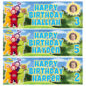 TELETUBBIES Photo Personalised Birthday Banners - Teletubbies Party Banners