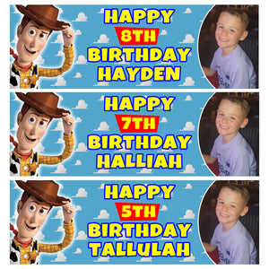 WOODY TOY STORY Photo Personalised Birthday Banners - Toy Story Party Banners