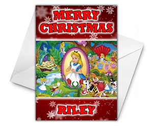 ALICE IN WONDERLAND Personalised Christmas Card - Disney