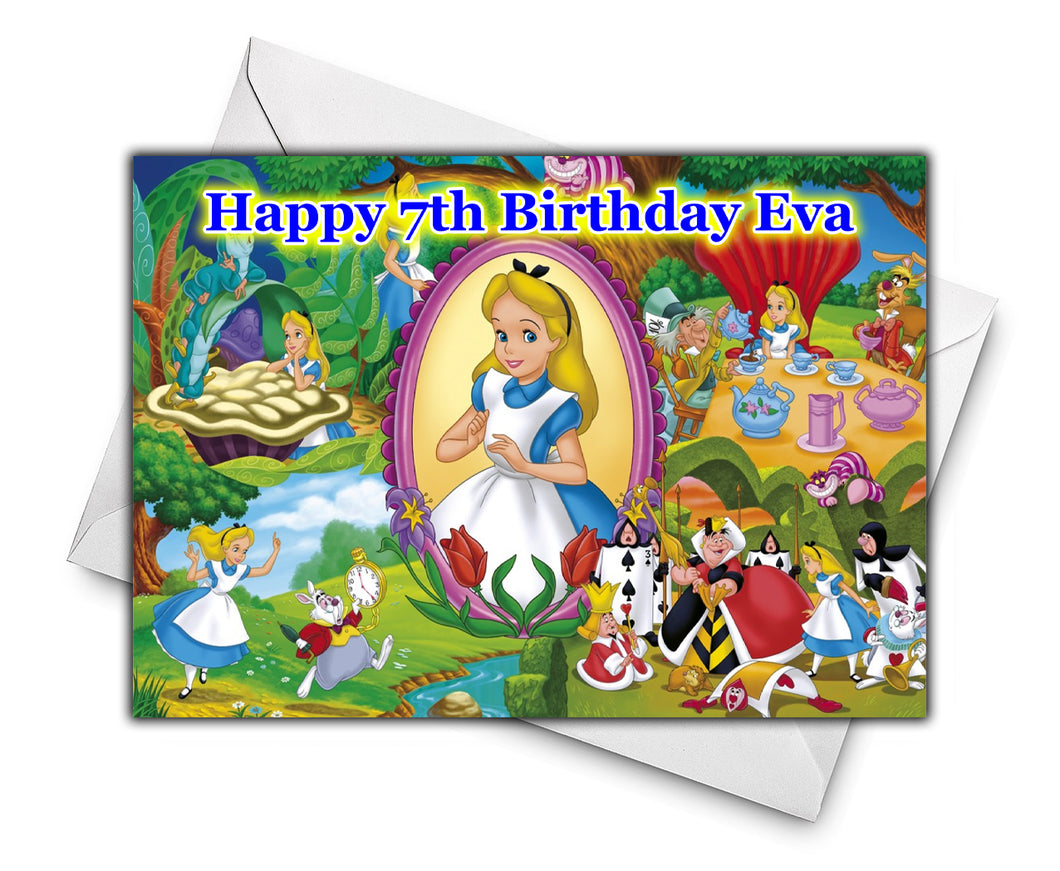 ALICE IN WONDERLAND Personalised Birthday Card - Disney