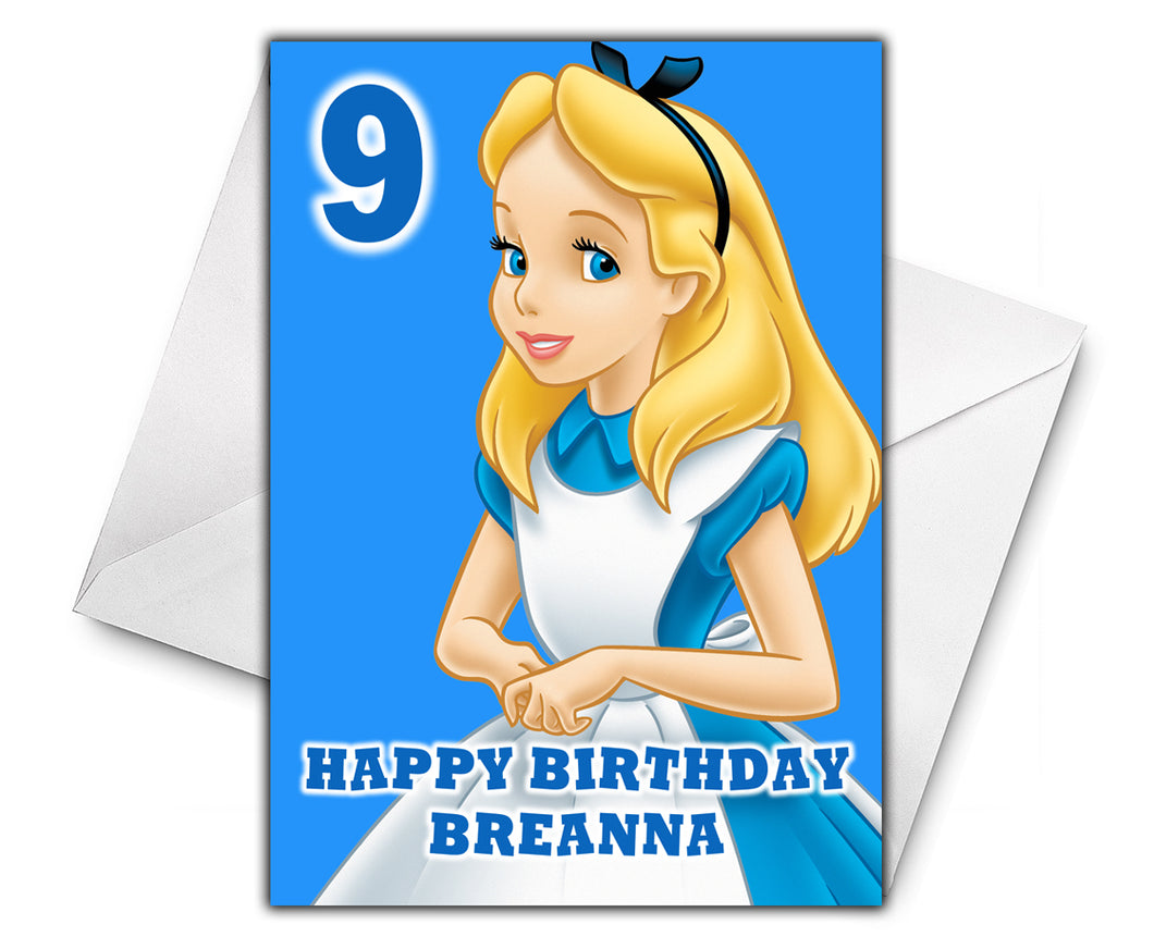 ALICE IN WONDERLAND Personalised Birthday Card - Disney - D2