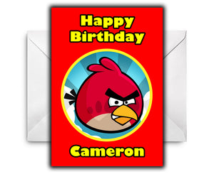ANGRY BIRDS Personalised Birthday Card