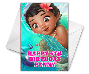 BABY MOANA Personalised Birthday Card - Disney