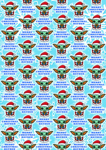 BABY YODA Star Wars Personalised Christmas Wrapping Paper