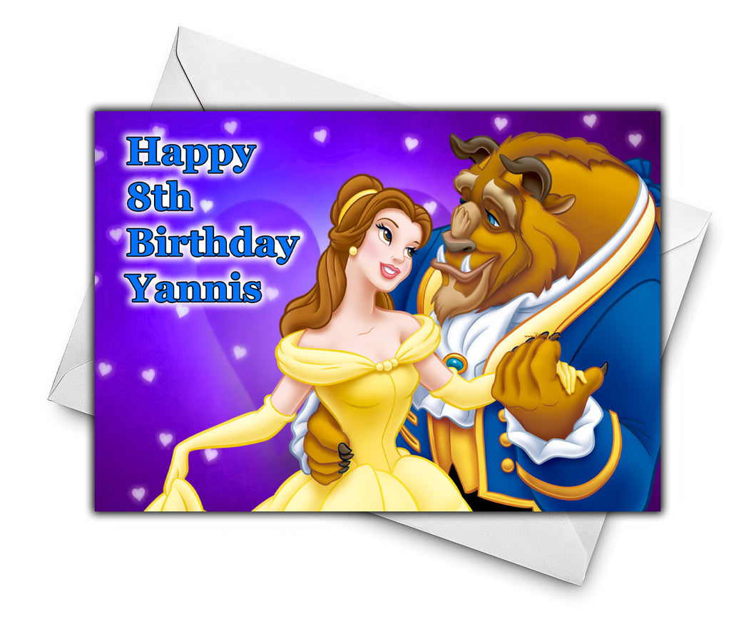 BEAUTY AND THE BEAST Personalised Birthday Card - Disney