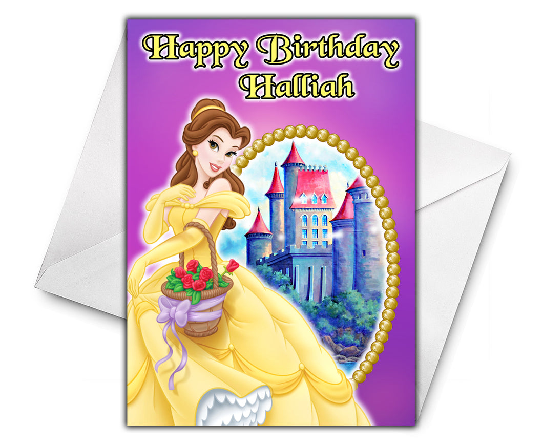 BELLE BEAUTY AND THE BEAST Personalised Birthday Card - Disney