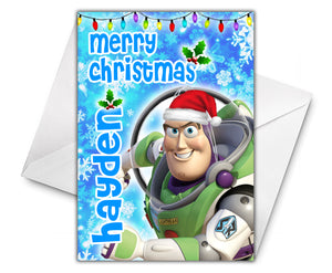 BUZZ LIGHTYEAR  Personalised Christmas Card - Disney