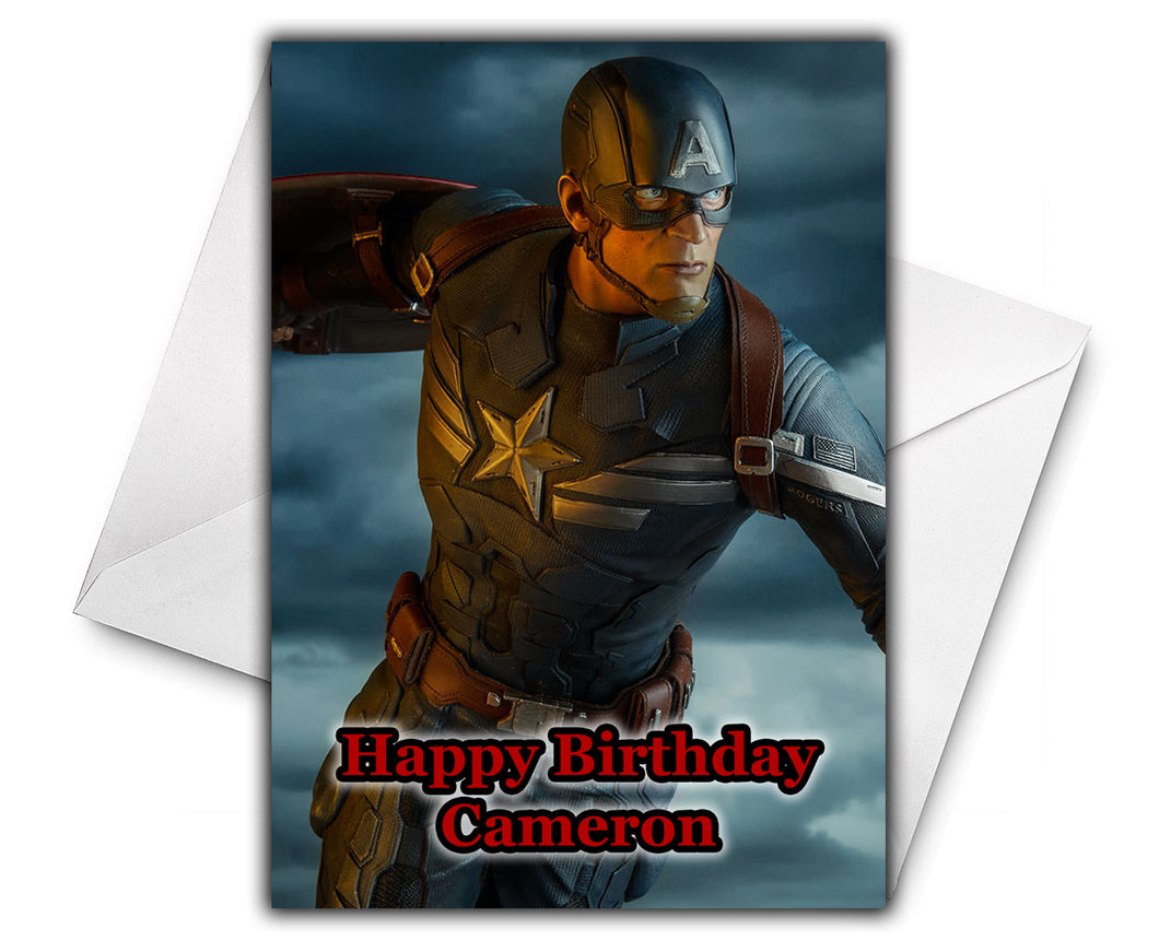 CAPTAIN AMERICA Personalised Birthday Card - Marvel Comics