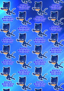 CAT BOY PJ MASKS Personalised Wrapping Paper - Disney