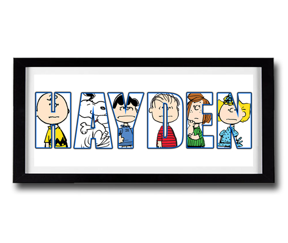 CHARLIE BROWN SNOOPY Personalised Name Print - Fully Framed