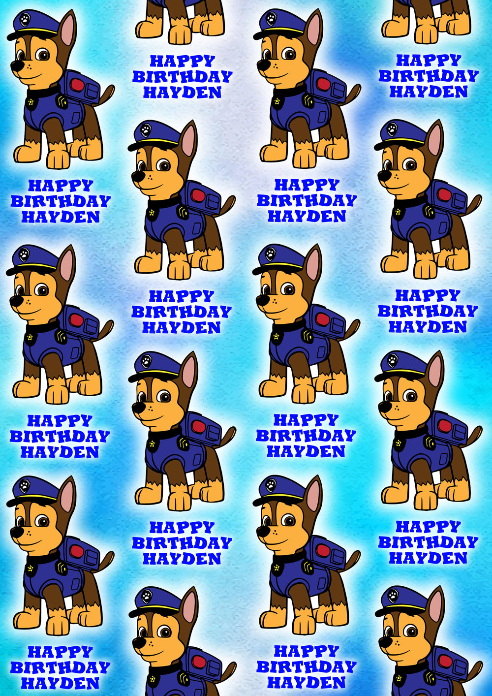 CHASE PAW PATROL Personalised Wrapping Paper D2