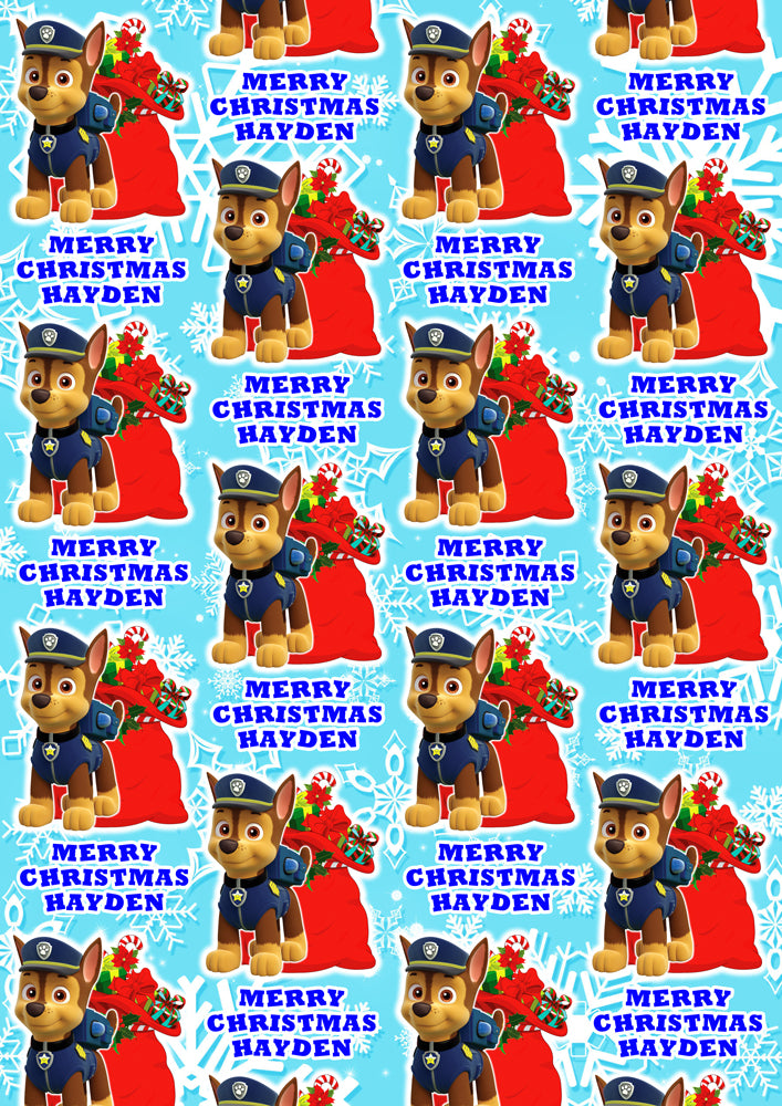 CHASE PAW PATROL Personalised Christmas Wrapping Paper - Disney