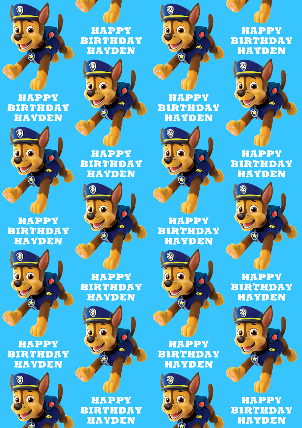 CHASE PAW PATROL Personalised Wrapping Paper