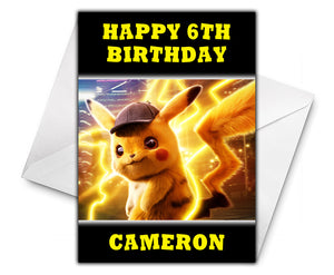 DETECTIVE PIKACHU Personalised Birthday Card - Pokemon