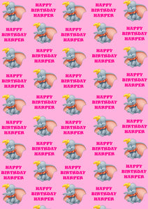 DUMBO PINK Personalised Wrapping Paper - Disney