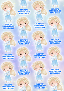 ELSA FROZEN WATERCOLOUR Personalised Wrapping Paper - Disney