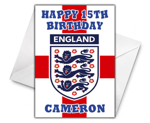 ENGLAND FOOTBALL Personalised Birthday Card - D2