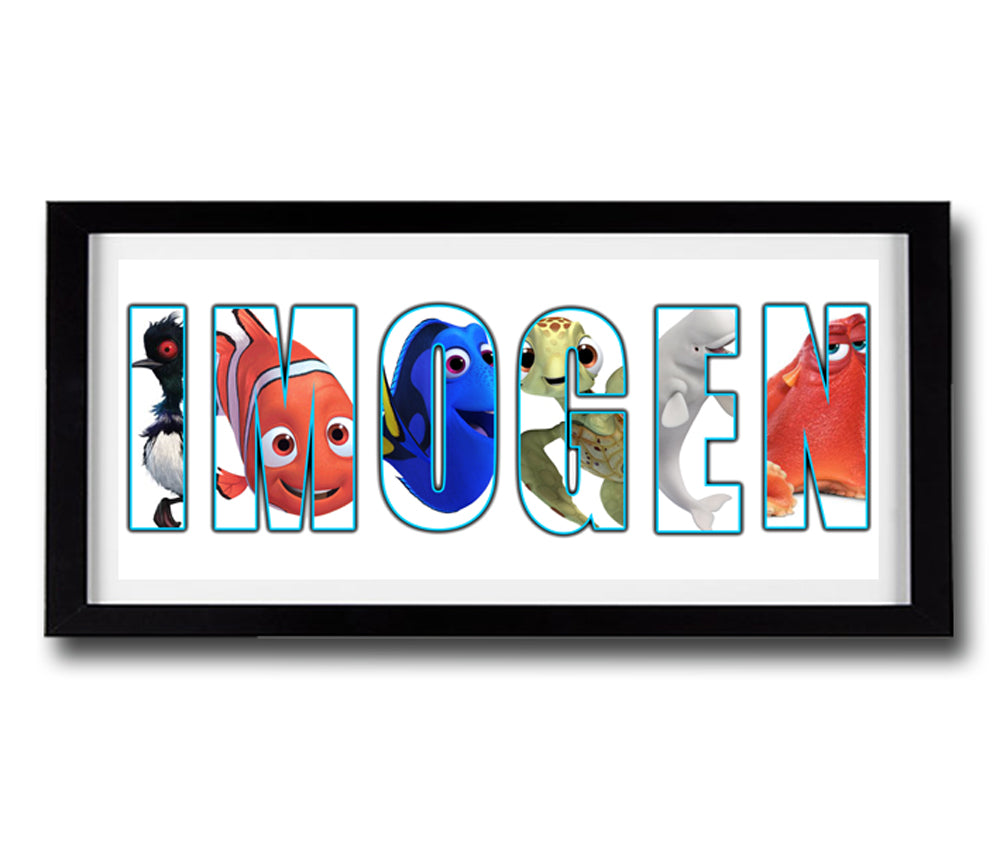 FINDING DORY Personalised Name Print - Fully Framed - Disney