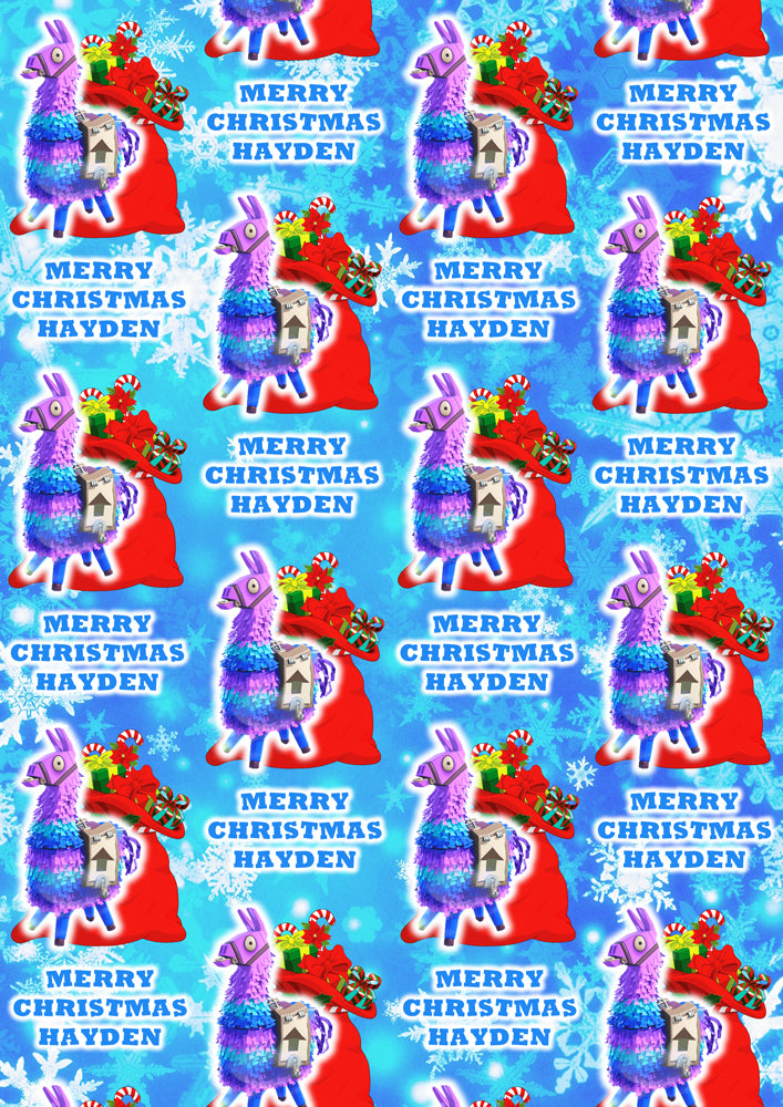 FORTNITE LLAMA Personalised Christmas Wrapping Paper