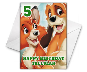 FOX AND THE HOUND Personalised Birthday Card - Disney
