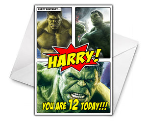 HULK COMIC Personalised Birthday Card - Marvel Comics