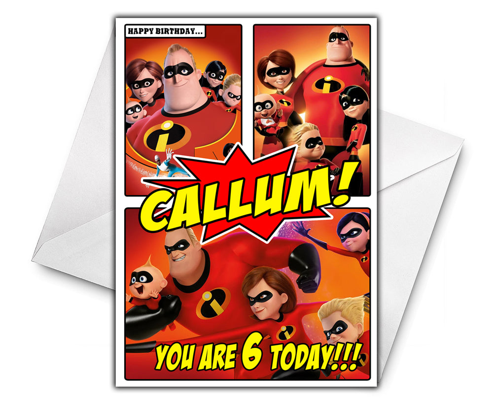 THE INCREDIBLES - Personalised Birthday Card - Disney
