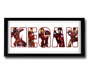 IRON-MAN Personalised Name Print - Fully Framed