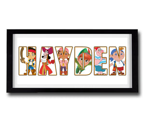 JAKE NEVERLAND PIRATES Personalised Name Print - Fully Framed - Disney