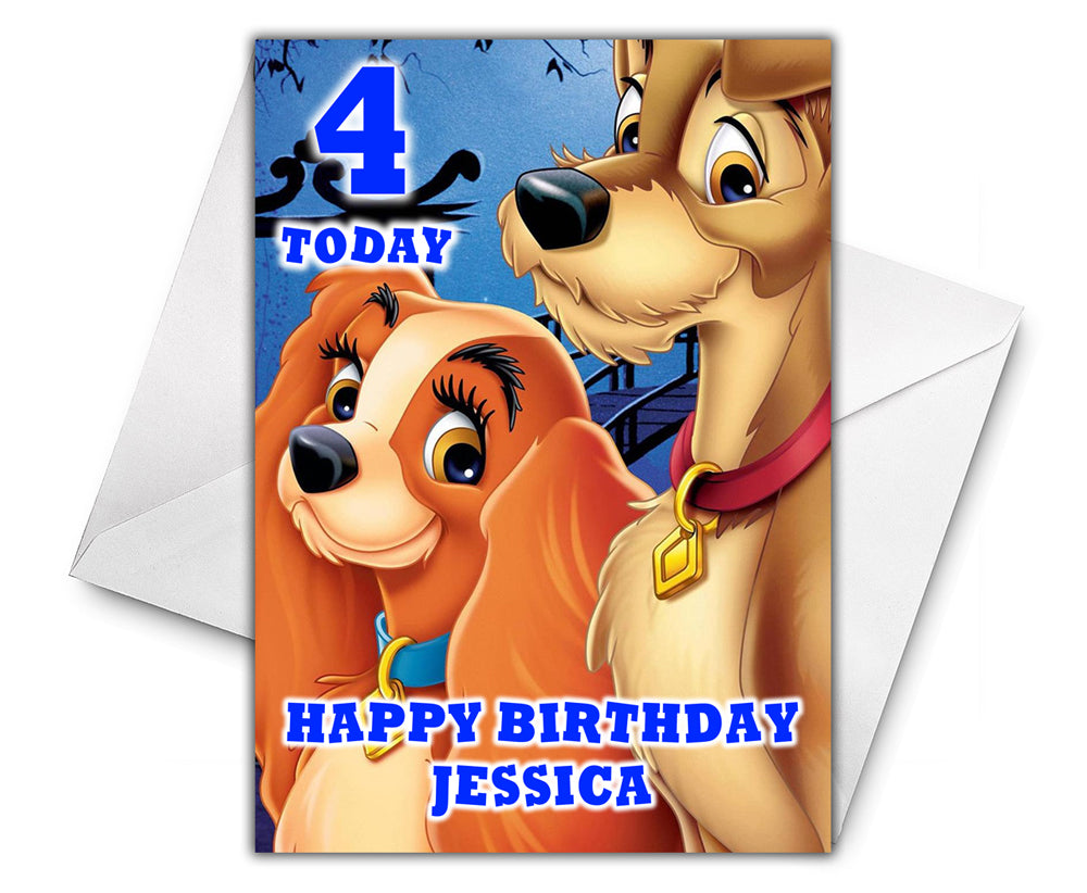 LADY AND THE TRAMP Personalised Birthday Card - Disney