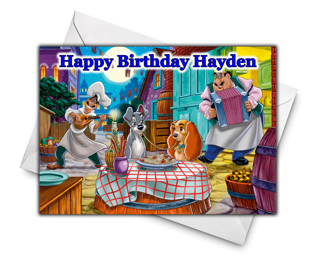 LADY AND THE TRAMP Personalised Birthday Card - Disney - D2