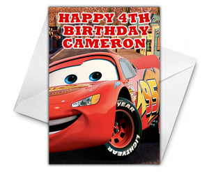 LIGHTNING MCQUEEN Personalised Birthday Card - Disney