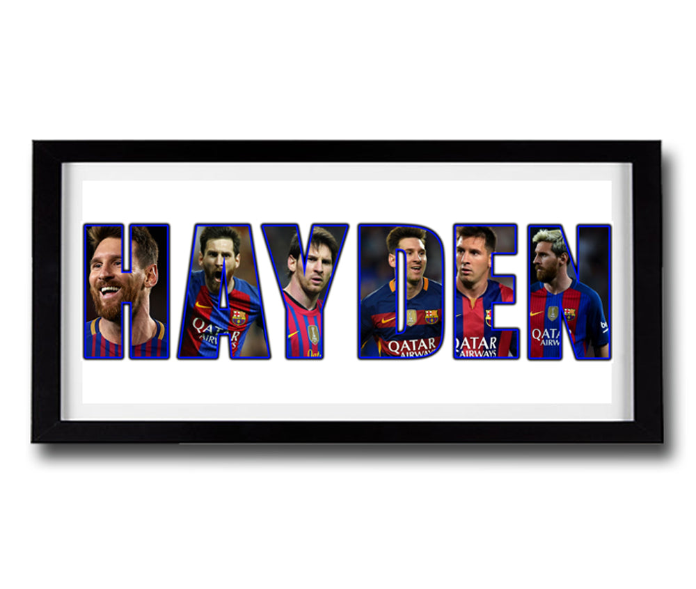 LIONEL MESSI Personalised Name Print - Fully Framed