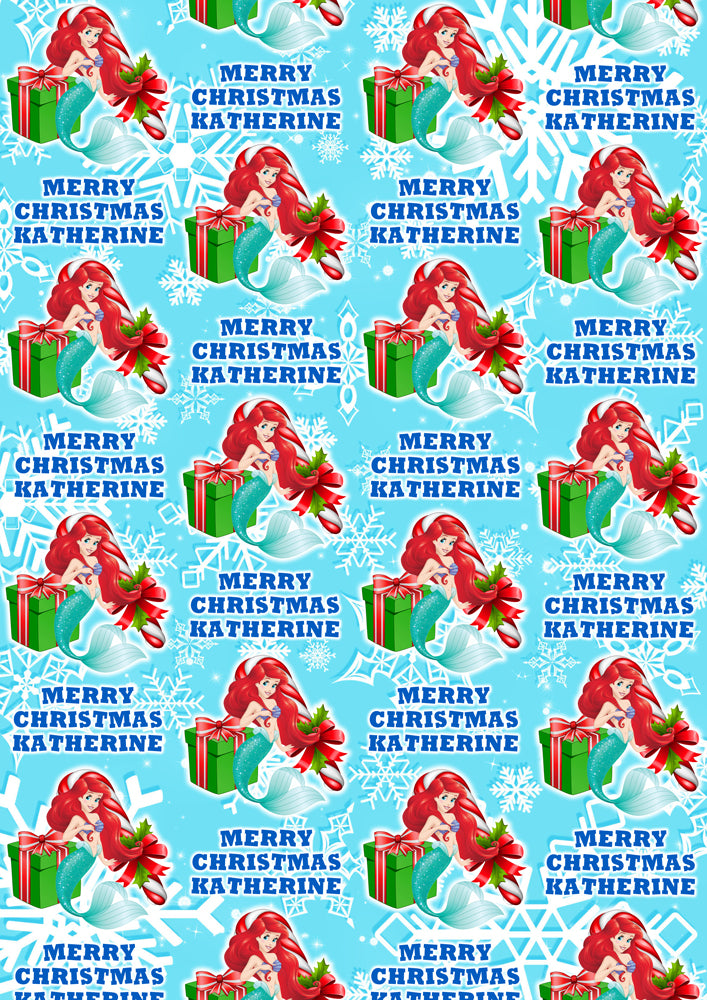 LITTLE MERMAID Personalised Christmas Wrapping Paper - Disney