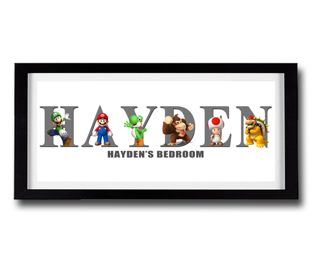 MARIO ALL STARS Personalised Name Print - Fully Framed - D2