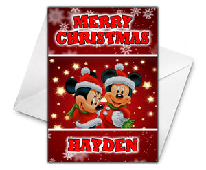 MICKEY AND MINNIE Personalised Christmas Card - Disney