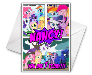 MY LITTLE PONY COMIC Personalised Birthday Card