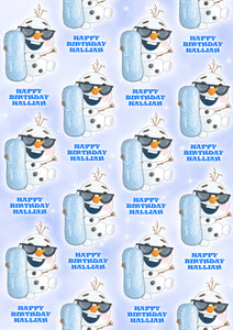 OLAF FROZEN WATERCOLOUR Personalised Wrapping Paper - Disney
