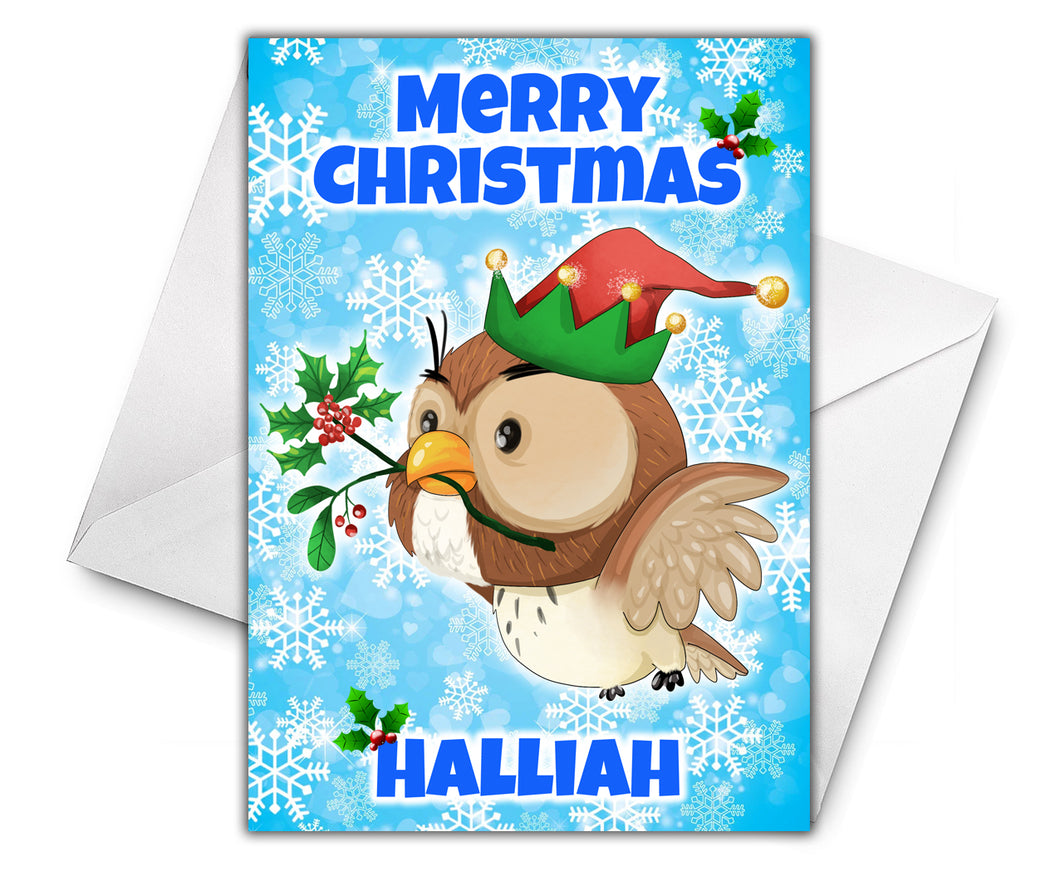OWL WINNIE THE POOH Personalised Christmas Card - Disney