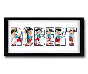 PINOCCHIO Personalised Name Print - Fully Framed - Disney