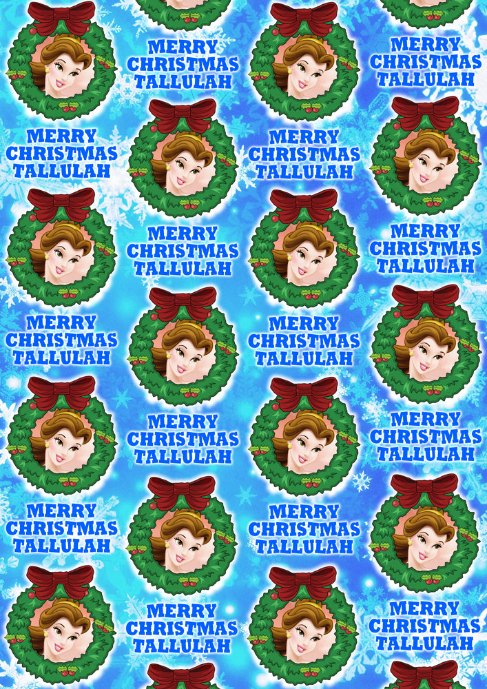 PRINCESS BELLE Personalised Christmas Wrapping Paper - Disney