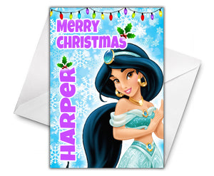 PRINCESS JASMINE Personalised Christmas Card D2 - Disney