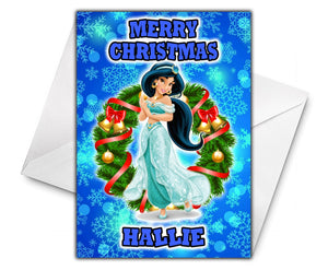 PRINCESS JASMINE Personalised Christmas Card - Disney