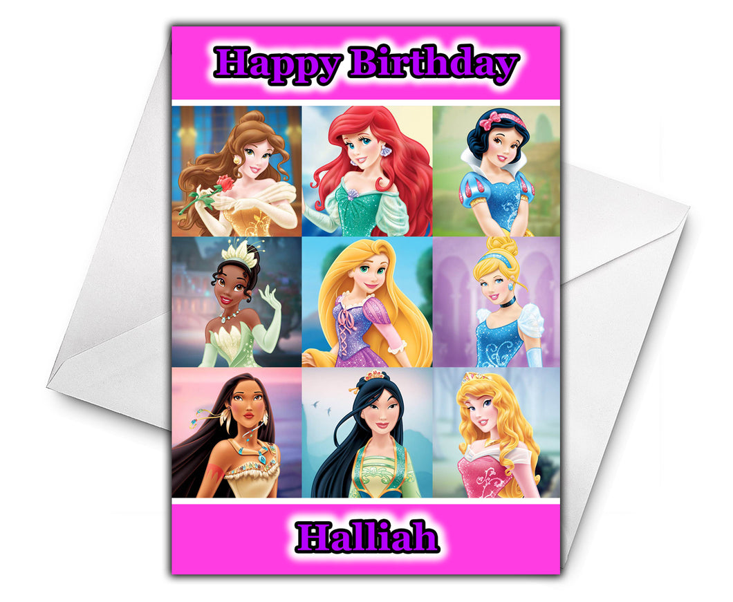 DISNEY PRINCESSES Personalised Birthday Card - Disney