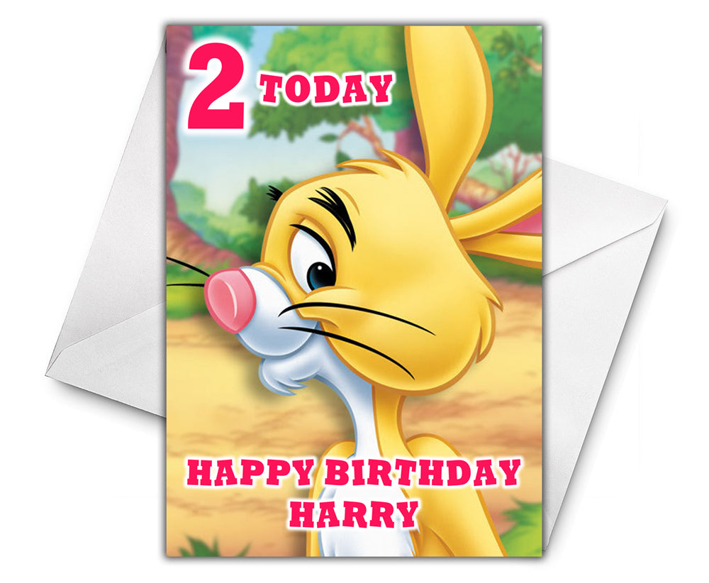 RABBIT WINNIE THE POOH Personalised Birthday Card - Disney