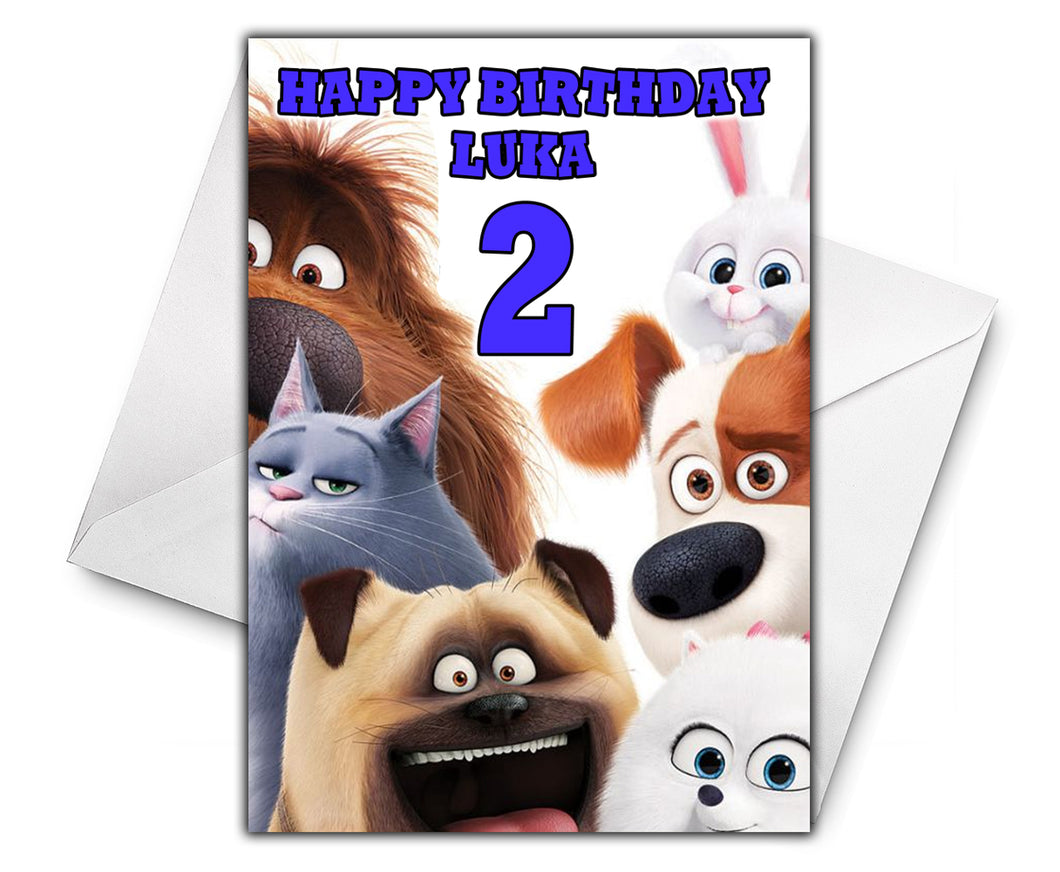 SECRET LIFE OF PETS 2 Personalised Birthday Card